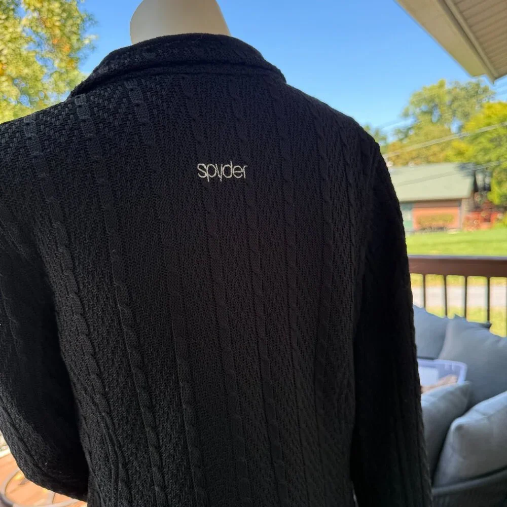 Women's Spyder Black Cable Stryke Knit Jacket - Picture 6 of 8